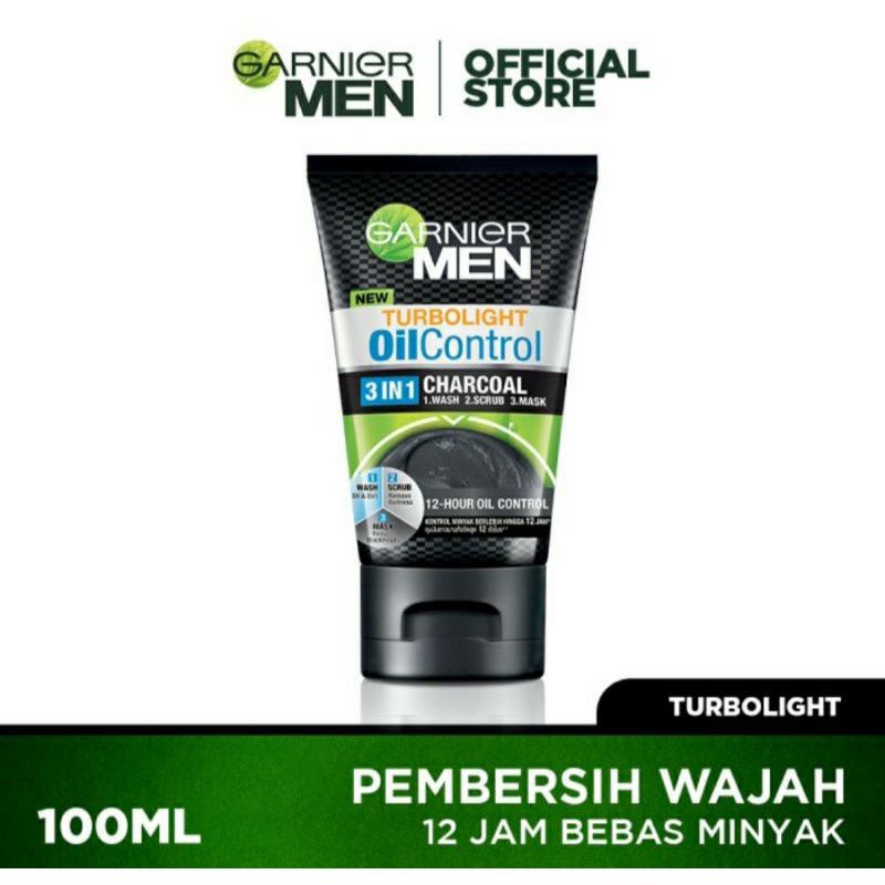 GARNIER MEN TURBOLIGHT OIL CONTROL 3IN1 CHARCOAL