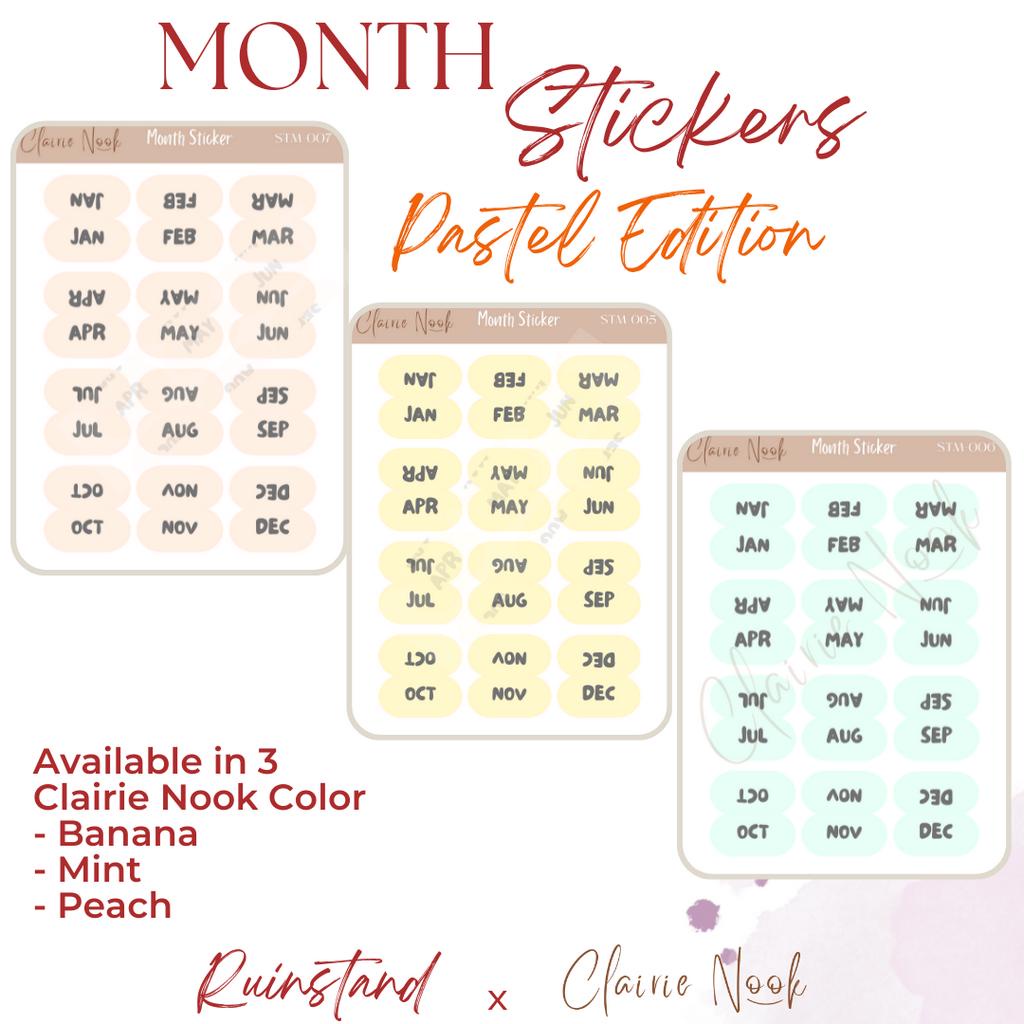 

Month Sticker Label Warna Pastel - Dekorasi Journal Clairie Nook