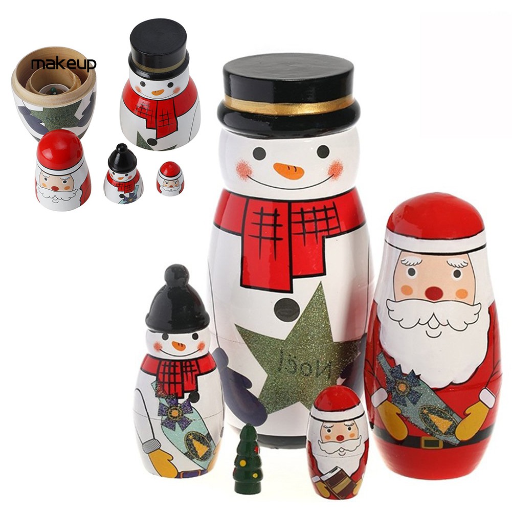 5pcs Boneka Matryoshka Bahan Kayu Desain Snowman Santa Claus Gaya Rusia Untuk Hadiah Shopee Indonesia - roblox noob matryoshka