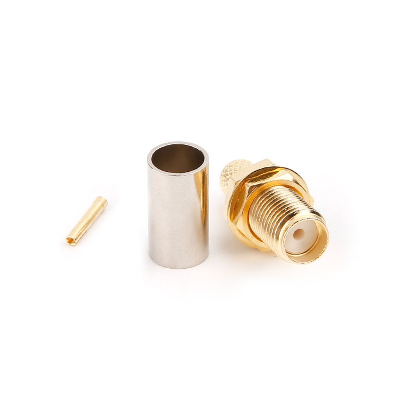 10pcs Konektor Rf Sma Female Nut Bulkhead Crimp Untuk Rg58 Rg142 Lmr195 Rg400