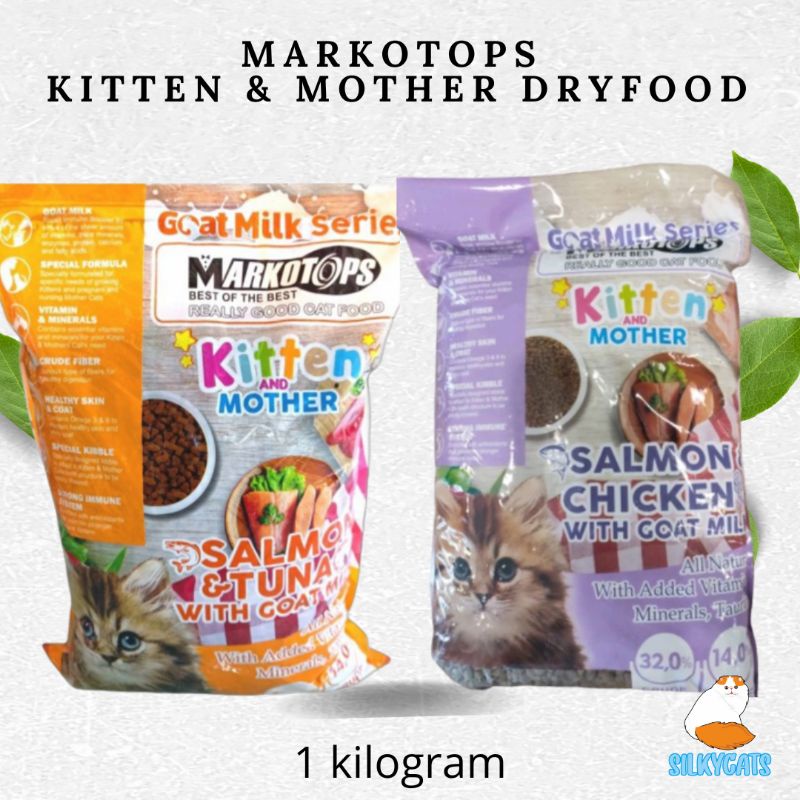 markotops dryfood kitten &amp; mother salmon chicken, tuna &amp; salmon 1kg. makanan kucing induk &amp; anak markotop