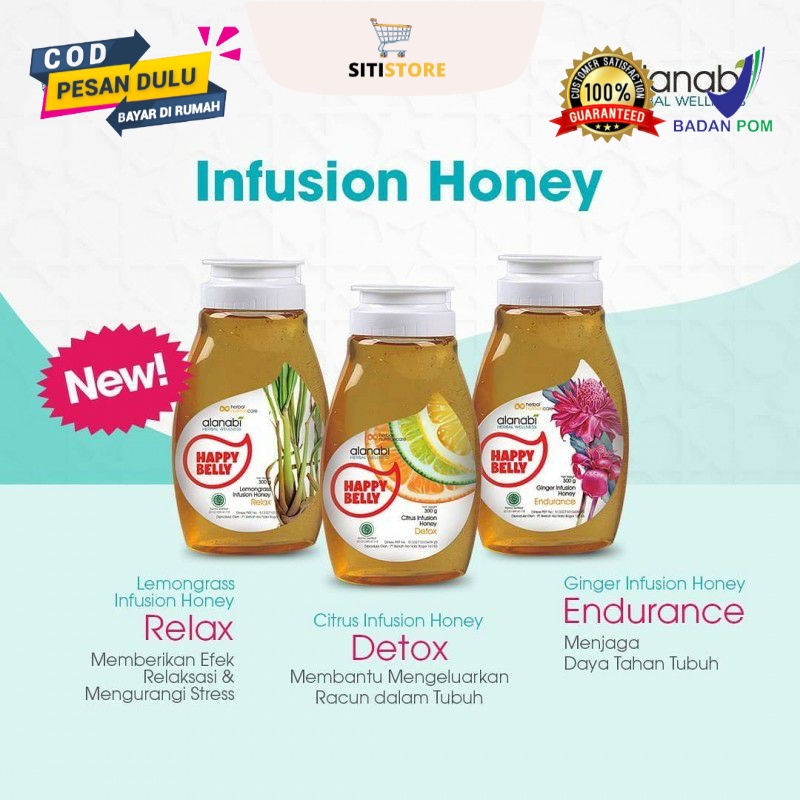 

Alanabi Happy Belly Infusion Honey | Madu Alanabi Herbal | Madu Murni Asli 100% Madu Sarang | Infused Water Alanabi Tingakatkan Imunitas Tubuh Merelaksasi Mengurangi Stress | Membantu Mengeluarkan Racun