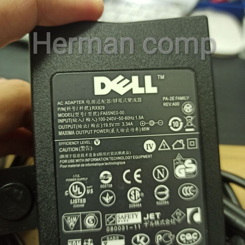 Original Adaptor Dell PA-2E Family 19.5V 3.34A Slim Dc 7.4*5.0mm