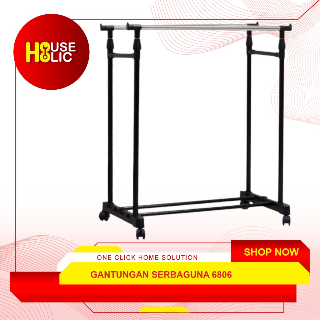 Hanger Double Pole Rack 6806 Clothes Rak Sepatu Gantungan Baju Handuk