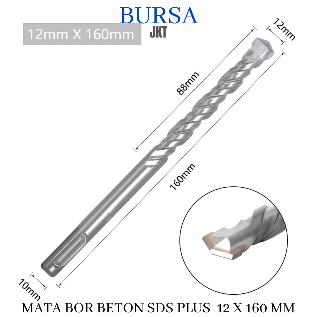 MATA BOR BOBOK PAHAT TEMBOK BETON SDS PLUS ROUND 12 MM X 150 MM