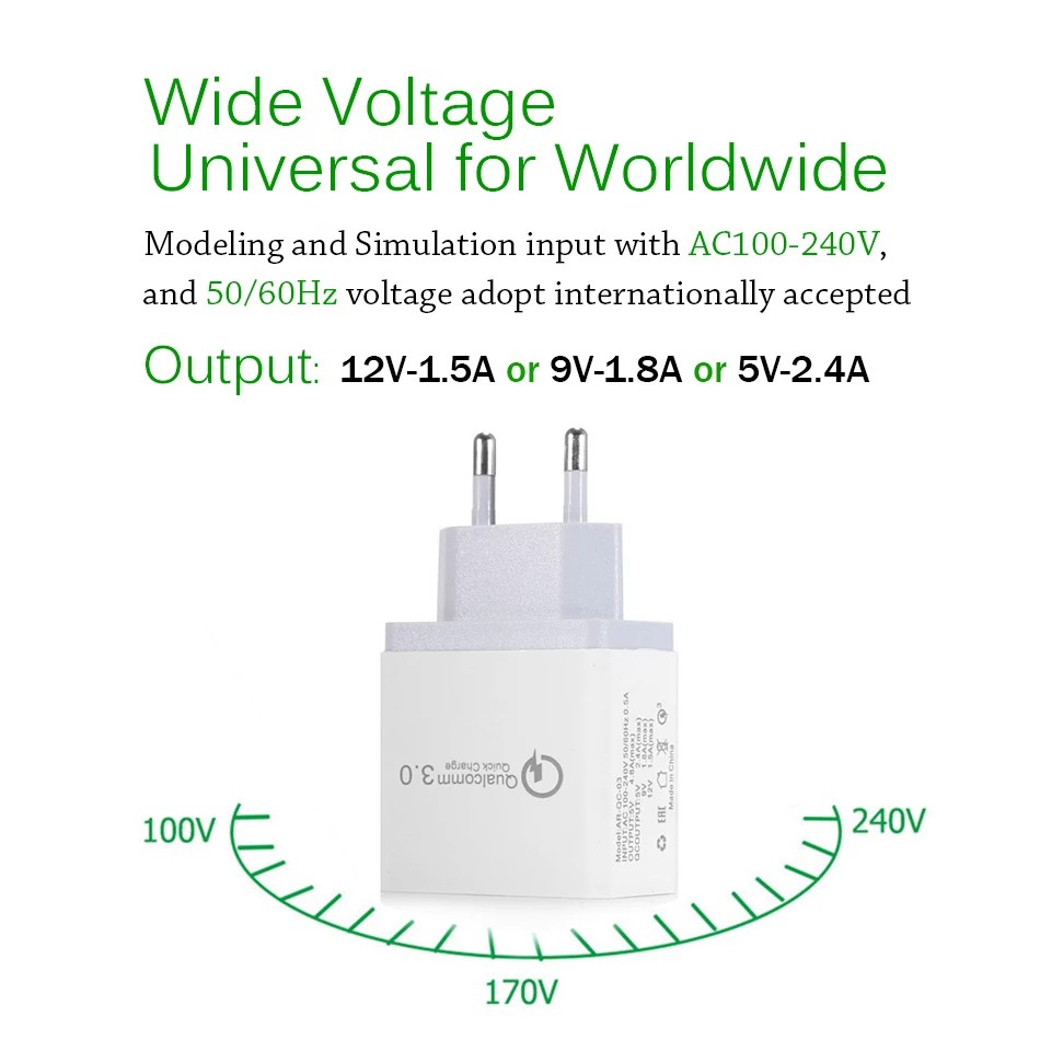 NA - Charger Quick Charge 3 Usb Qualcomm Fast Charging 5A Cj01