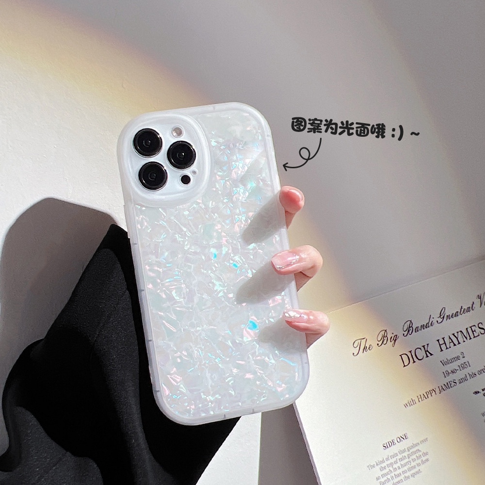 Fashion Crystal Clear White Shell Pattern Phone Case Cpmpatible for iPhone 11 13 12 Pro Max 6 6s 7 8 Plus XR XS MAX SE 2020 Soft TPU Lens Camera Protetion Back Cove