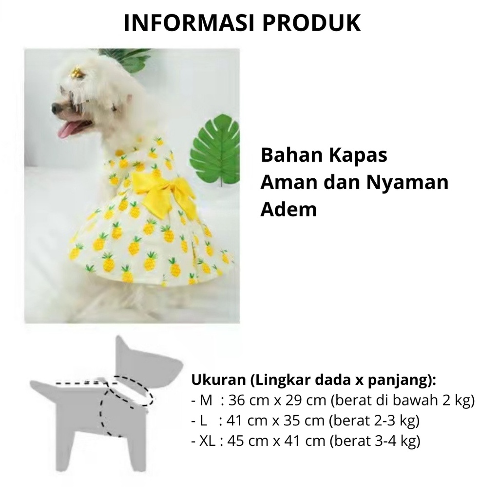 Gaun Pesta Casual Dress Princess Anabul Anjing Kucing / Party Dress Gown for Pet Dog and Cat / Clothes Baju Pakaian Anjing Kucing