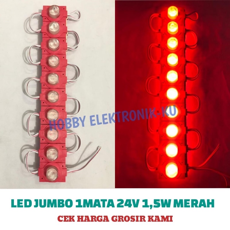 LAMPU LED JUMBO 1MATA 24V 1,5W MERAH (PEMBELIAN MINIMAL 10PCS)