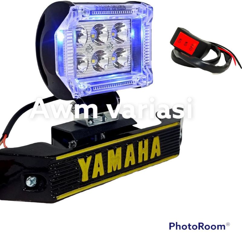 PAKET LAMPU TEMBAK 6 MATA SPOT LIGHT SUPER TERANG + KUMIS RX KING + SAKLAR + LAMPU STOP BELAKANG