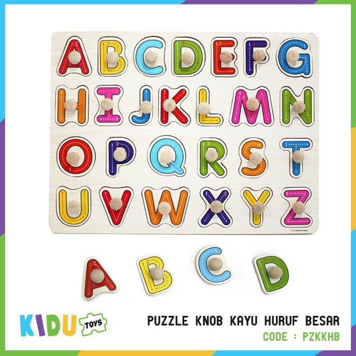 Mainan Anak Puzzle Knob Kayu Huruf Besar Kidu Toys