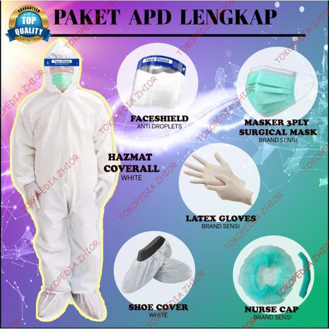 APD FULL SET HAZMAT SUIT STANDAR MEDIS WATERPROOF SET LENGKAP FULL