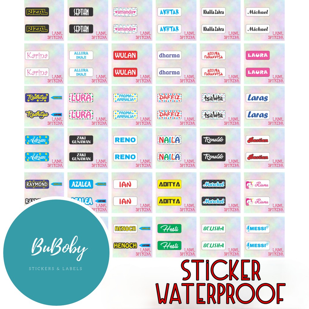 

Sticker Nama Waterproof / Sticker Tahan Air 2