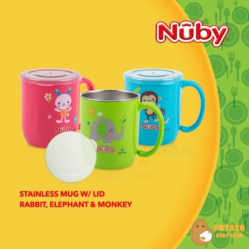 Nuby Stainless Steel Mug With Lid - Gelas Stainless Pakai Tutup