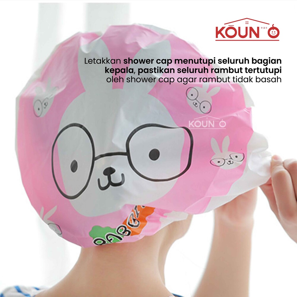 Shower Cap Topi Penutup Rambut Kepala Mandi Karakter Motif Dewasa Anak Anti Air Waterproof Bath