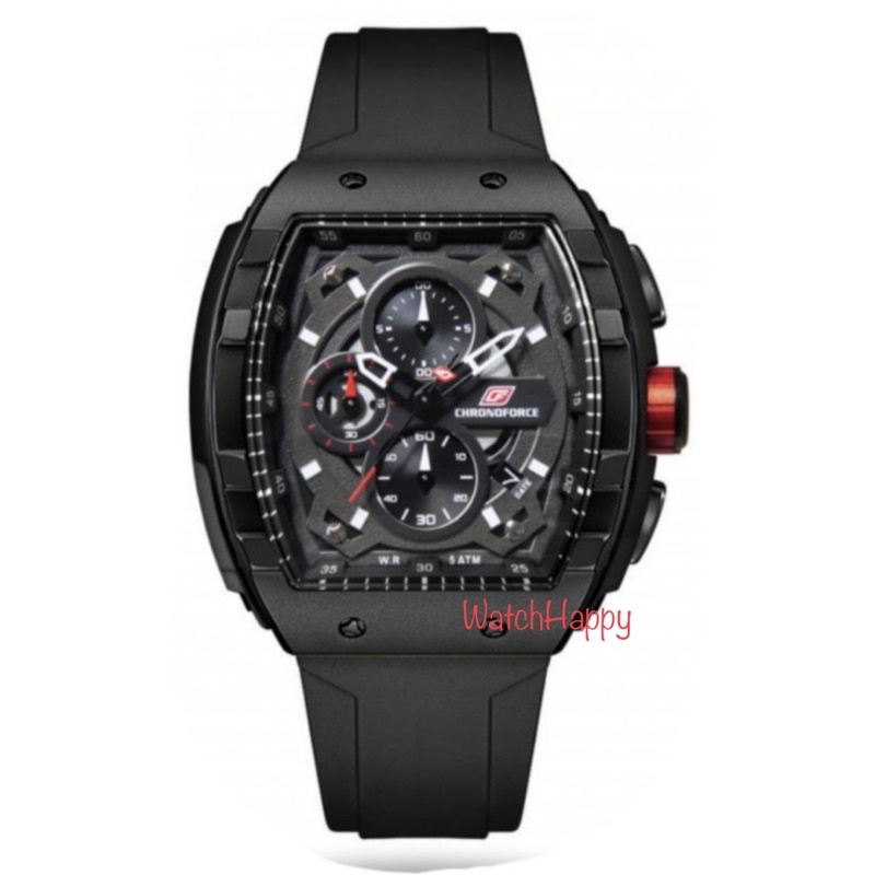 WatchHappy Chronoforce 5329 5329G CF 5329 Men Sport Watch Full Black Chrono Best Seller 100%Original