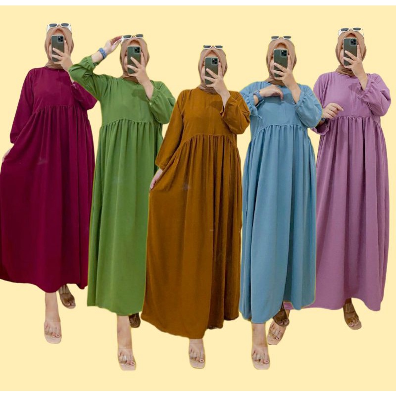 Midi Dress Crinkle Busui / Gamis Crinkle / Longdress