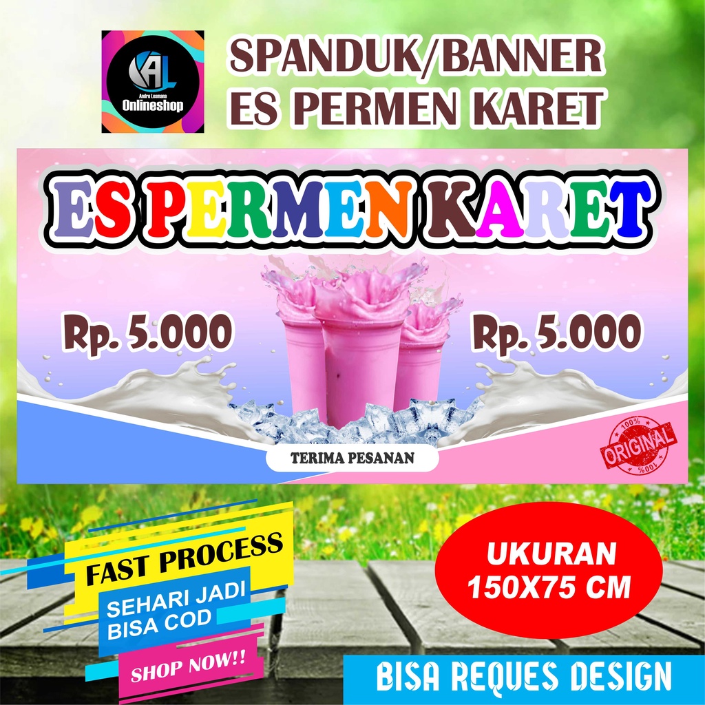 Spanduk, Banner Es Permen Karet Pink