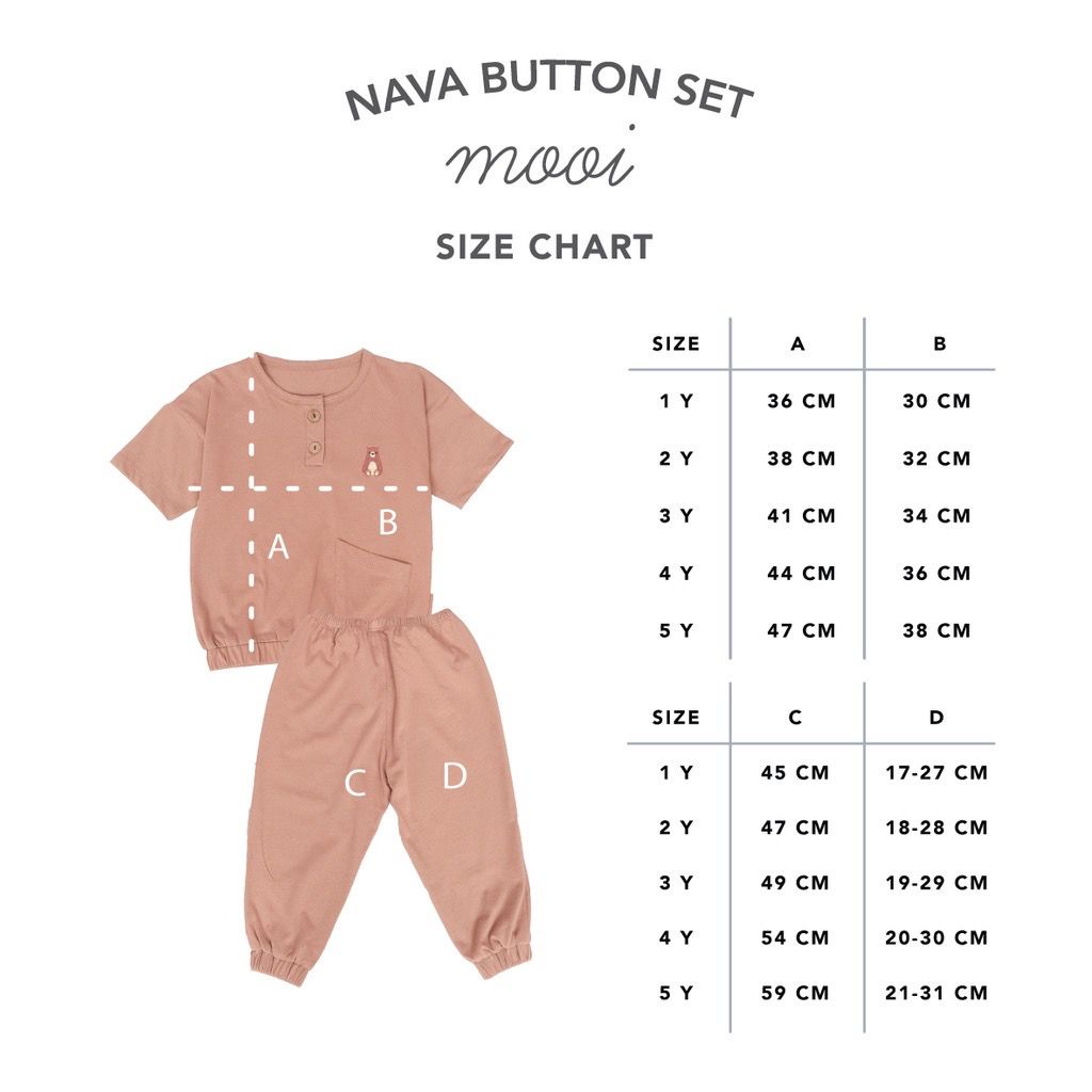 Mooi Nava Button Set / Setelan Anak Unisex