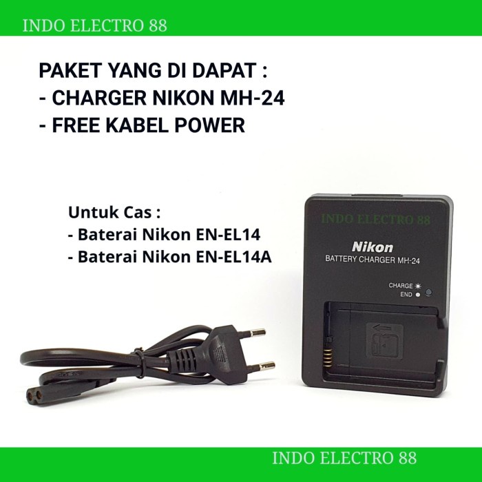 Bergaransi Charger Nikon Mh-24 Nikon D3300 D3200 D5500 D5300 D5200 P7800 En-El14 Hot Sale