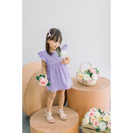 Yobebee Bella Dress Anak Perempuan Usia 1 2 4 6 8 Tahun Baju Gaun Babydoll Daster Kids Basic Polos Katun Linen Model Baju Casual Harian Main Santai Anak Cewek