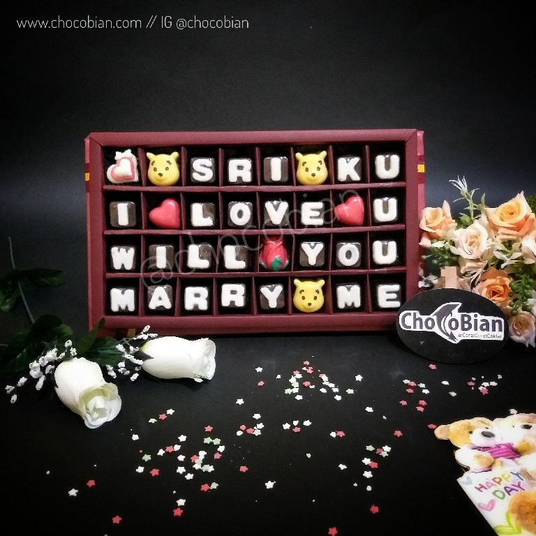 

Chocobian Cokelat Karakter Tulisan Ucapan Ulang Tahun, Anniv, Cinta, Kado untuk Pacar 32pcs