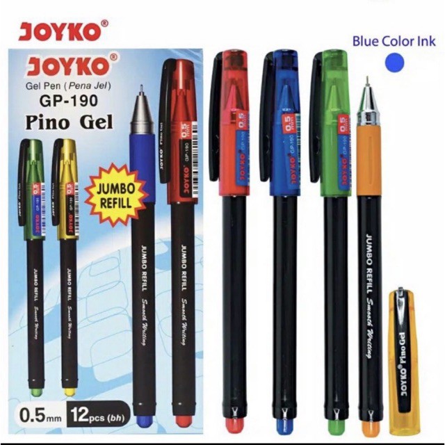 

( 1 pcs ) JOYKO Pino Gel GP-190 Bolpen Pena Pulpen Gel Jel tinta Biru / Blue