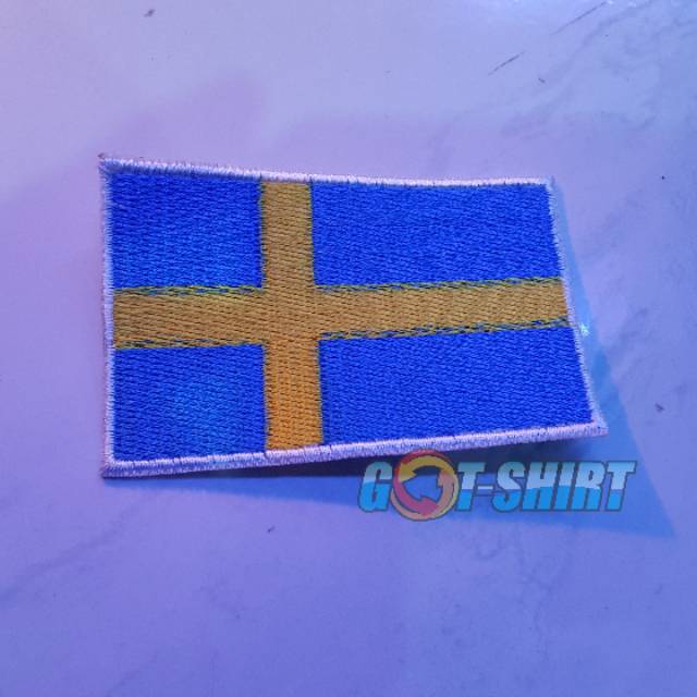emblem patch bordir bendera swedia