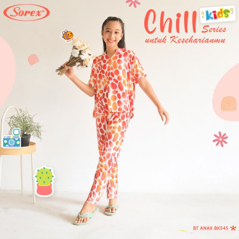 Sorex Kids BK 545 Baju Tidur baby doll Anak perempuan 1 Set Atasan pendek + Celana Panjang chilli Series Piyama