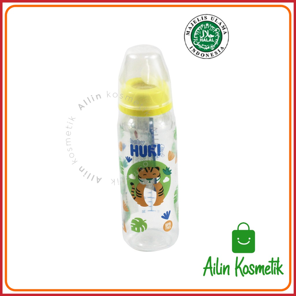 HUKI Botol Susu Dot Gepeng Nipple Silikon HALAL ORIGINAL / Botol Susu Bayi 60ml 120ml 240ml by AILIN