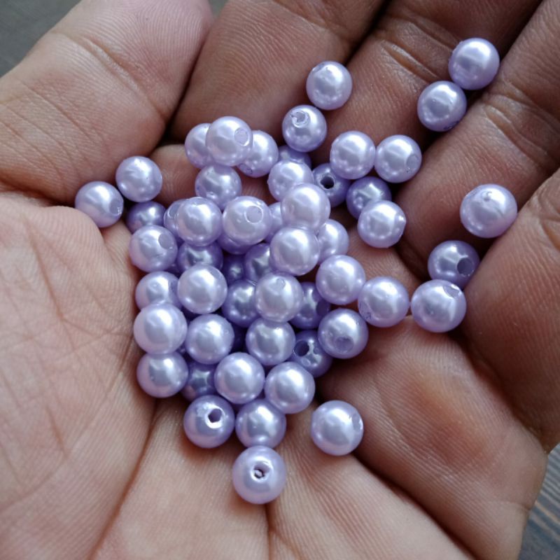 mutiara sintetis ringan/payet mutiara ungu muda  6mili