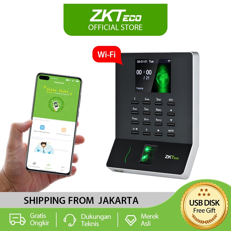 ZKTeco WIFI Time Recorder Mesin Absensi Sidik Jari ZKTeco - WL20