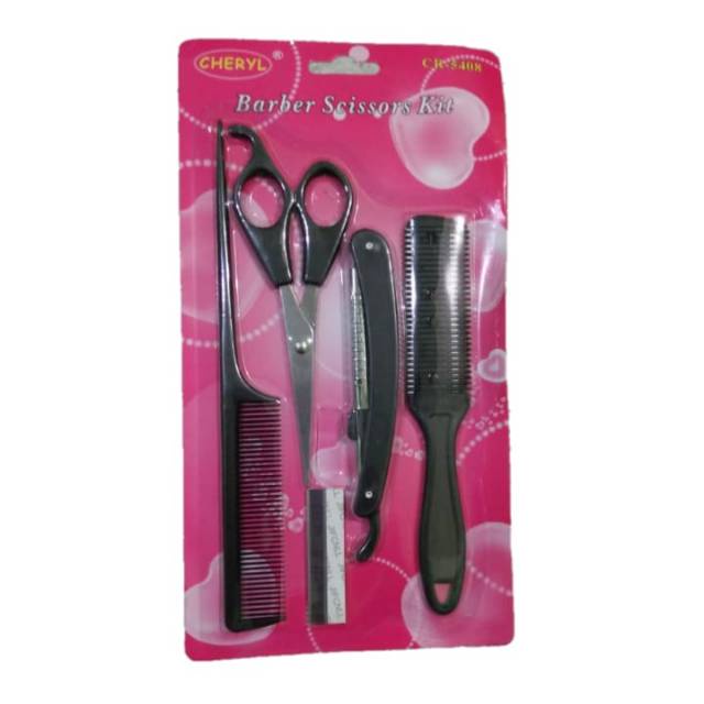 Cheryl Barber Scissors Kit Gunting Sasak Rambut Set Sisir Potong Kumis CR-5408 / CR-5405