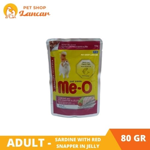 Meo Pouch Sardine Red Snapper In Jelly Makanan Kucing Basah 80gr