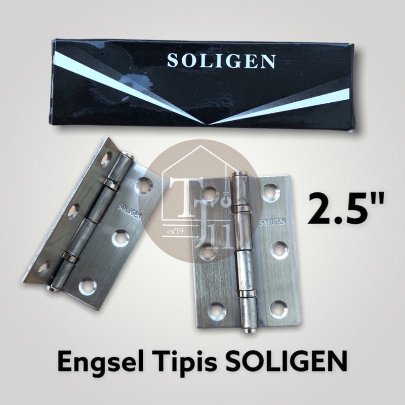 Engsel Tipis SOLIGEN ukuran 2.5&quot; 2.5 inch Stainless Steel 1 SET KOMPLIT / Engsel Tipis 2.5 inch / Engsel Tipis 2.5&quot;