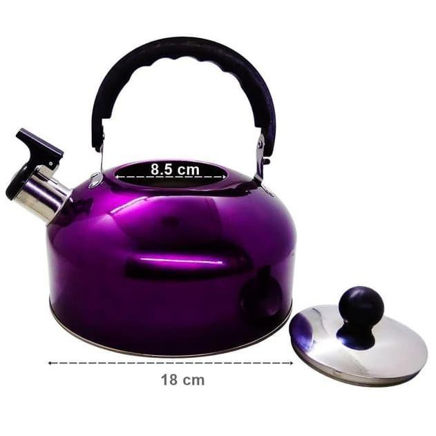 M3H Teko Siul Arabian Stainles Steel Kettle 3 Liter Whistle Alat Masak Air - Ungu K0A