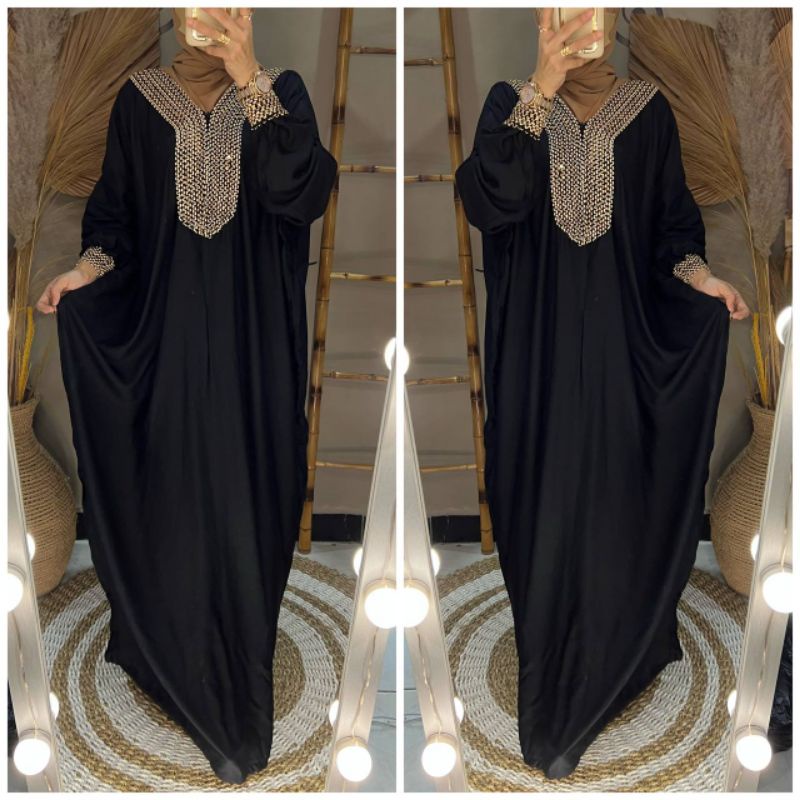 Abaya Saudi Kaftan Sultan / Gamis Hitam / Dress Hitam / Gamis Arab / Abaya Arab