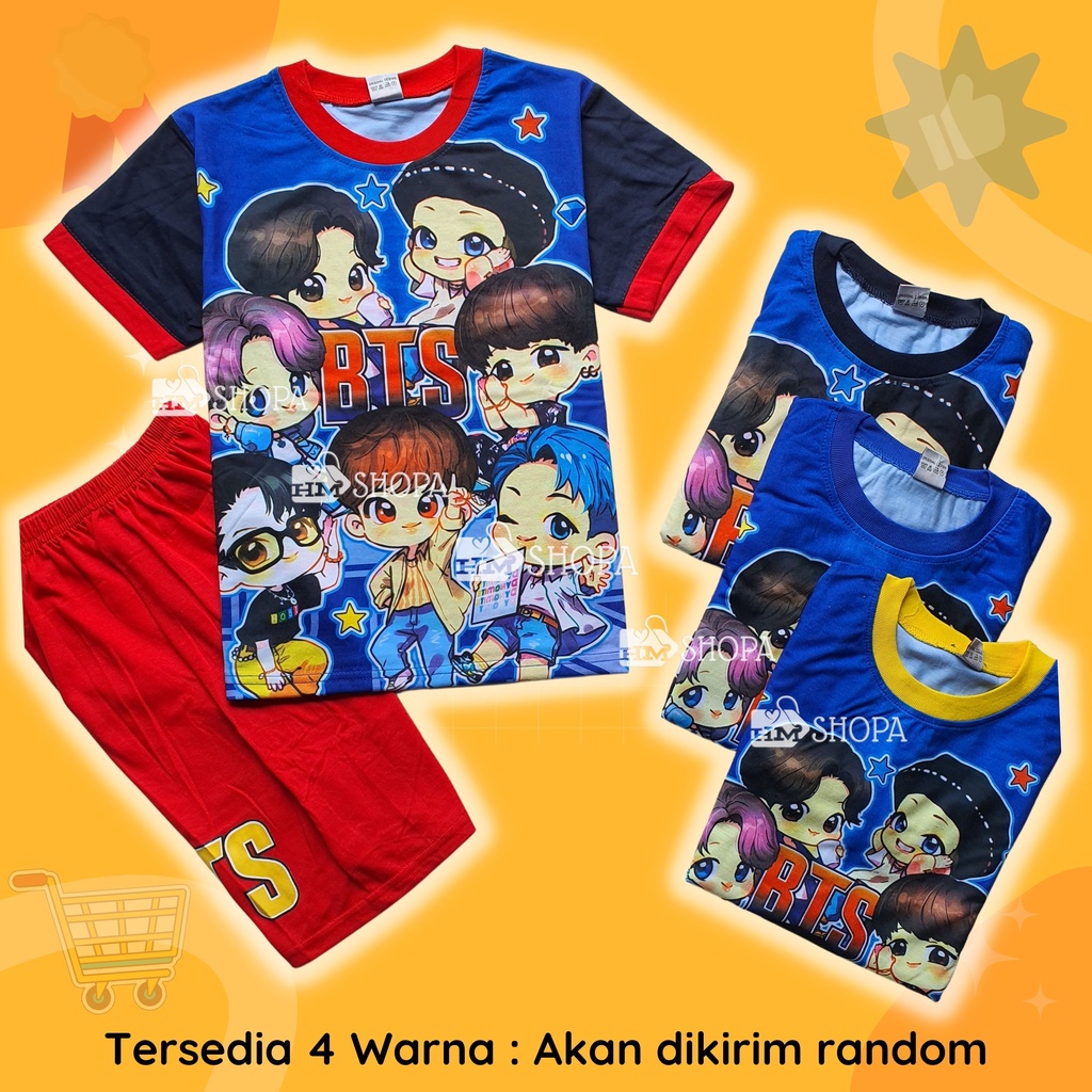 SALE Baju Setelan Anak BTS BT21 kartun Fullprint Kaos anak laki laki perempuan Umur 2-10 th