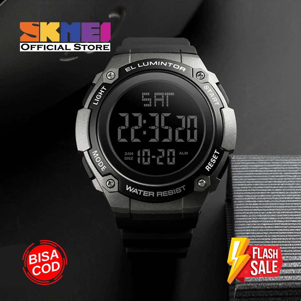 100% ORIGINAL SKMEI Digital Men Watch Jam Tangan Pria Anti Air 50m Karet PU Strap Flash Sale Murah