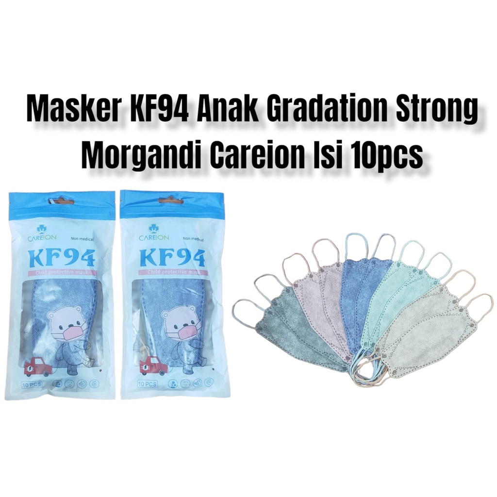 MASKER KF94 ANAK GRADATION EMBOS 4PLY ISI 10 MIX WARNA DISPOSABLE MASK