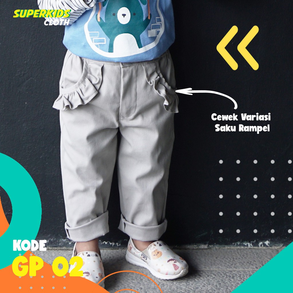 Celana Anak Perempuan Chinos Chino Superkidscloth Panjang 1 - 10 Tahun