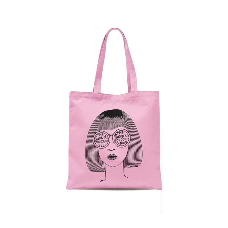 CANDYS BILA - Tote bag motif printing wanita / Tas kanvas vintage murah