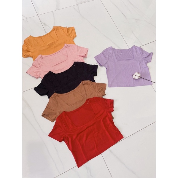 croptop square wanita polos rayon import murah.luxia croptop polos.atasan crop murah,kaos croptop murah.leher squarecroptop