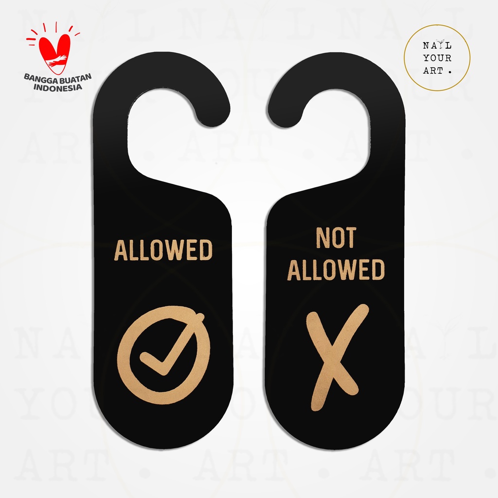 Sign Gantungan Handle Pintu - ALLOWED NOT ALLOWED - Door Handle Hanger