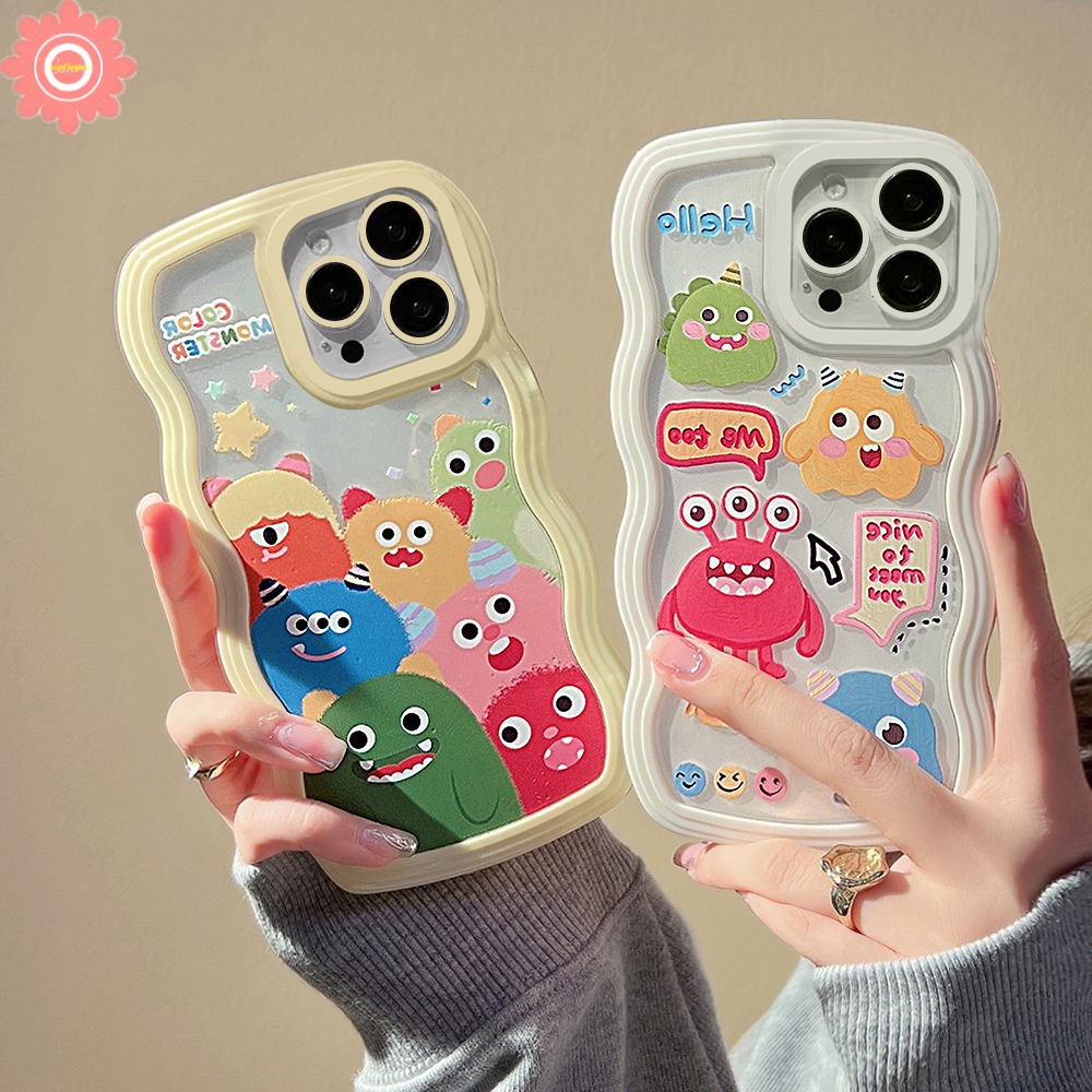 Soft Case TPU Motif Kartun Monster Untuk Oppo A17 A15 A54 A16 A57 2022 A7 A1K A17k Reno 5 6 7 8 4F 4Lite A5s A16s A12 A3s A11K A15s A33 A33 A52 2020