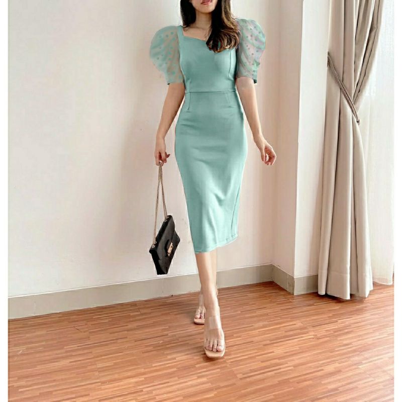 dress scuba span/dress wanita/dress kantor/baju kerja/gaun pesta/dress casual kekinian/dress ABG