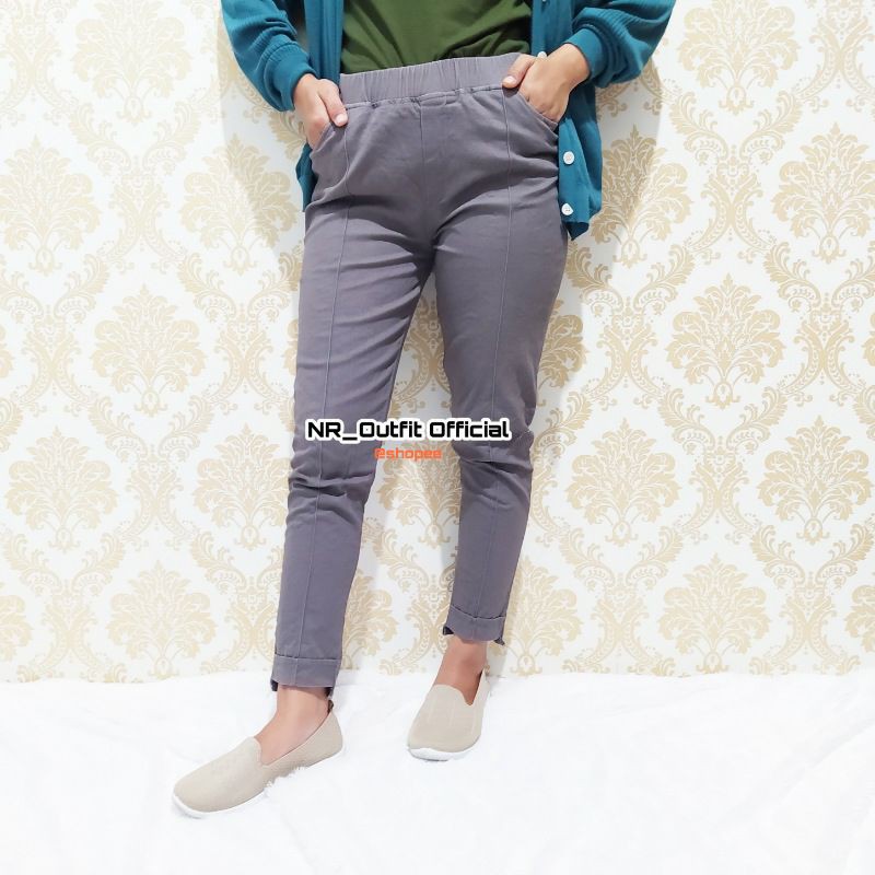 Baggy Pants Nokya Big Size Jumbo Katun Twill Stretch Pinggang Karet Muter NR_Outfit Official COD