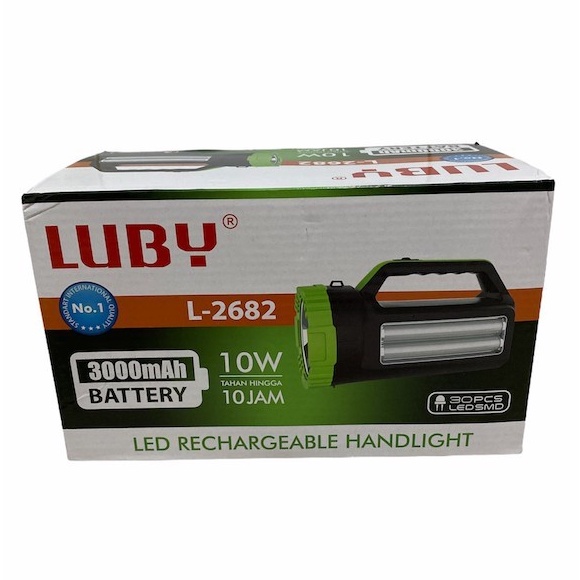 COD Senter Luby L-2682 10 Watt + 30 SMD//SENTER TANGAN + LAMPU EMERGENCY LUBY L-2682 RECHARGEABLE