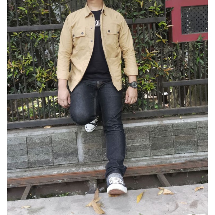(COD) JAKET SEMI PARKA ELBOWS CREAM