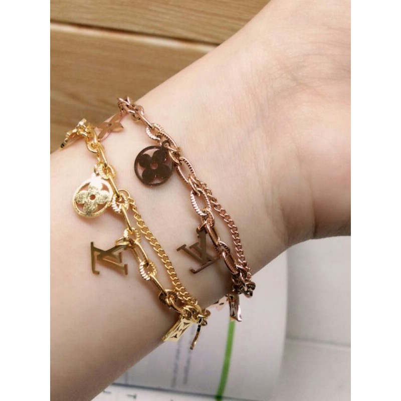 Gelang rantai titanium / gelang lv rantai / gelang titanium rantai lv / gelang tangan lv titanium